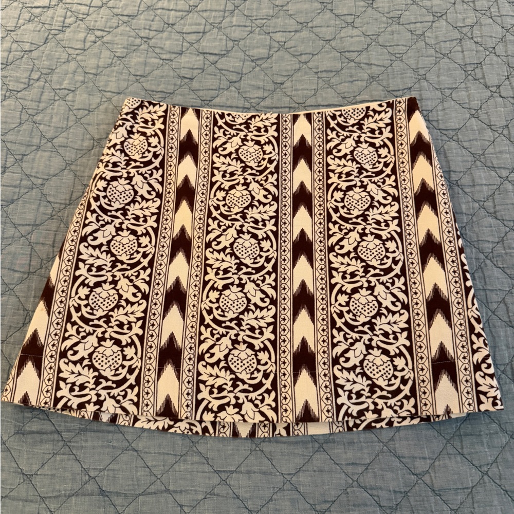 Julia Amory Brown Ikat Stripe Gidget Skirt Size M